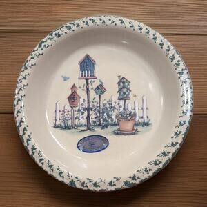 VTG 2000 Marshall Pottery Texas Pie Plate Hand Turned Ceramic Rustic Farmhouse‎